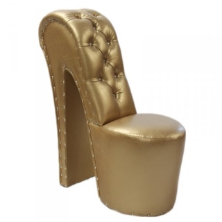 Moderner und sehr eleganter High Heel Sessel mit Dekosteinen Gold Luxus Design - Designer Sessel - Club Möbel