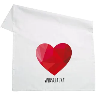 Herz & Heim® Geschirrtuch weiß 100% Baumwolle 45 x 70 cm - Herz - mit Aufdruck Ihres Wunschtextes