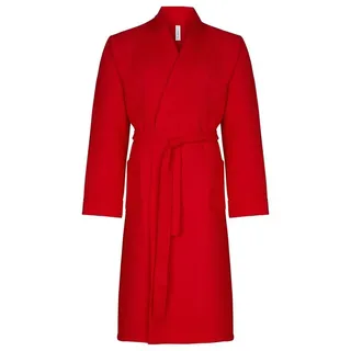 Taubert Bademantel Spa Thalasso, Baumwolle, zwei Taschen, Bindegürtel, mit Bindegürtel, Herren Kimono-Stil, 120cm, Baumwolle Pique rot M-48/50