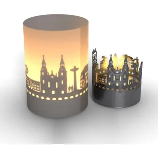 Prüm Skyline Tube Teelicht Schattenspiel - Faszinierende Silhouettenprojektion der Abtei und Basilika - Perfektes Souvenir für Prüm-Liebhaber - Magisches Geschenk!