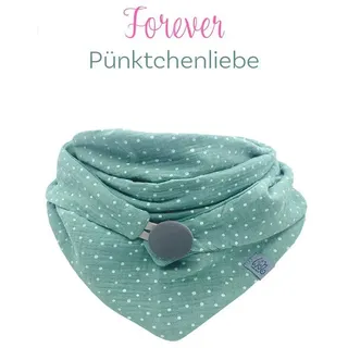 Wishproject® Dreieckstuch Musselin Damen Tuch, Halstuch aus natürlicher Baumwolle, Eleganter Kapuzenschal, Schlauchschal in Grün mit Pünktchen grün