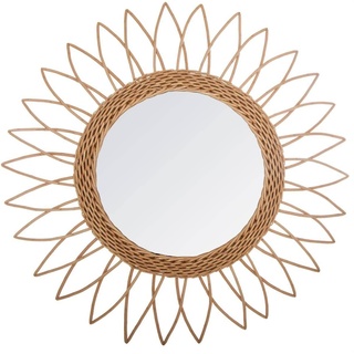 Avilia Spiegel in Form Einer Sonne aus Rattan – Eleganz für die Einrichtung – Wandspiegel – 50 cm, Beige