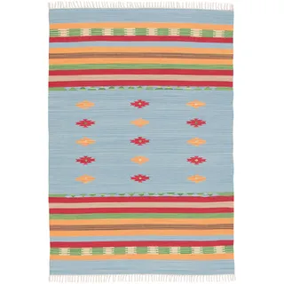 Pergamon Lina Stripes Wollteppich 120 x 180 cm Blau