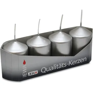 OLShop AG 3er Pack Stumpenkerzen metallic Silber, ca. 40 x 60 mm (3 x 4 Stück) Kerze Kaminkerze Laternenkerze Dekoration