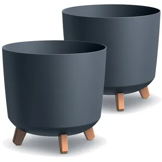 Tymar Übertöpfe groß mit Füßen, Blumenübertopf, Blumentopf Gross, Blumenkübel matt, Pflanzkübel für Außen und Innen ((2pack) Anthrazit ; Höhe 28,5 cm/ø 30 cm)