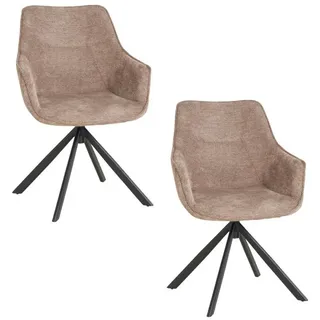 Mr. Deko Esszimmerstuhl San Carlo Polyester light brown 2er Set