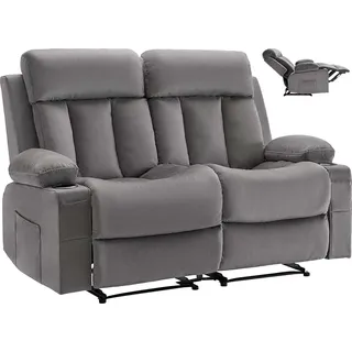 Vevor Loveseat Relaxsessel Samt 80 x 80 x 131 cm Grau elektrisch mit Wärmefunktion & Massage