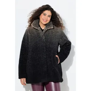 Ulla Popken Wintermantel Teddymantel Farbverlauf Stehkragen Druckknöpfe schwarz 58/60