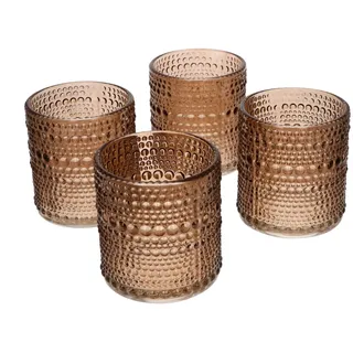 NoNa ORIS rost braun - 4er Set Teelichtglas - Teelichtgläser Kerzenglas Kerzengläser Kerzenhalter