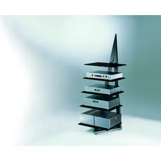 Schroers & Schroers TV-Rack Alphastatic, Hifi Möbel mit 5 Glas-Fachböden, Breite 50 cm schwarz