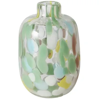 Boltze Vase GREENA, H 17 cm - Grün - Weiß - Gelb - gefärbtes Glas