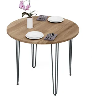 Esstisch Rund 90 Cm Stärke: 28mm, Farbe: Nussbaum, Beine: Anthrazit