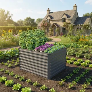 Hochbeet KONIFERA "Emmy", bodenloses Gartenbeet aus verzinktem Stahl", grau (hellgrau), B:100cm H:60cm T:80cm, Stahl, Pflanzgefäße, mit Verstrebungen für mehr Stabilität, in zwei Farben
