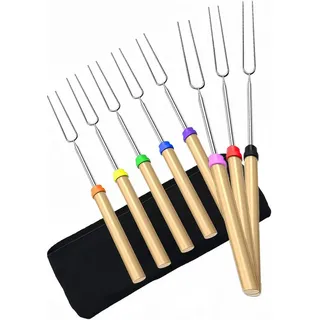 FOUORTUNATE-BEE Grillbesteck-Set 8er Set ausziehbare Grillgabeln mit Tasche für Camping BBQ, (8 tlg), Teleskop-Grillspieße mit praktischer Aufbewahrungstasche