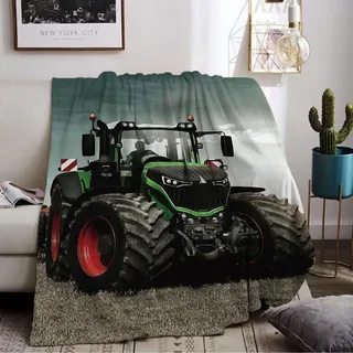 Traktor Decke, Traktor Kuscheldecke für Kinder,Farm Theme Flanelldecke,Kinderdecke 3D Drucken Fleece Decke,Sofadecke Weich Warm Flauschig Wohndecke für Mädchen Jungen (Tractor 02, 150 x 200 cm)