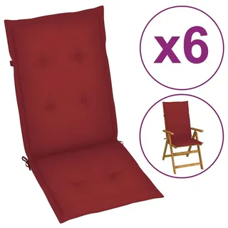 vidaXL Gartenstuhlauflagen 6 Stk. Weinrot 120x50x4 cm