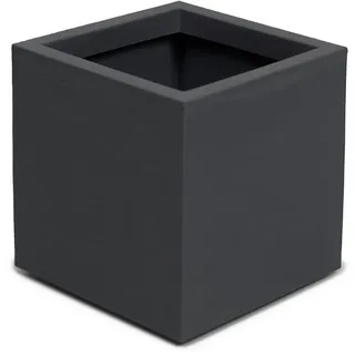 ONDIS24 Pflanzkübel Vulkan, 21L, Blumenkasten quadratisch, mit Wasserspeicher, robuster Kunststoff, UV - und witterungsbeständig schwarz