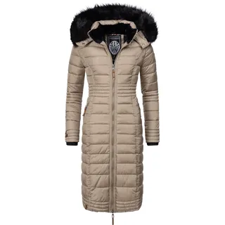 Wintermantel NAVAHOO "Umay", Damen, Gr. XXL (44), grau (taupe), Oberstoff: 100% Polyester. Futter: 100% Polyester. Wattierung: 100% Polyester. Ärmelfutter: 100% Polyester. Kunstpelz: 90% Polyacryl, 10% Polyester, clean, tailliert ca. Mitte Knie, Ärmel ohne Ärmelschlitz normaler Saum, Mäntel Wintermantel, langer Damen Winter Steppmantel mit Kunstfellkapuze