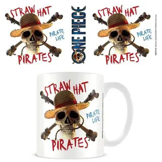 One Piece Tasse (Live Action Skull Hat Pirates-Emblem Design) 315ml Keramik Kaffee-Becher, Kaffeetasse, One Piece Geschenke - Offizielles Merchandise