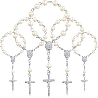 Kokonm Rosenkranz-Perlen, für Taufe, Finger, Taufe, Rosenkränze, Kunststoff, für Gastgeschenke, Kommunion, 30 Stück