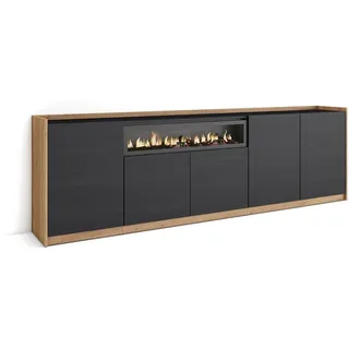 SKRAUT HOME Highboard 260 x 80 x 37 cm Schwarz Eiche