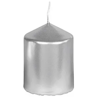 Stumpenkerze silber 80x60 mm