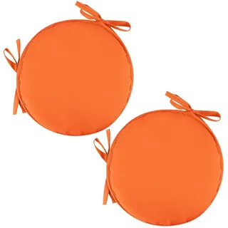 2 Stück Sitzkissen mit Bänder - 30 cm Rundes Stuhlkissen Sitzpolster für Stuhl Weiches Sitzkissen Sitzauflage für Autositz, Bürostuhl, Esszimmer Stühle Bänke und Alle Stühle (Orange, 30 x 30 cm)
