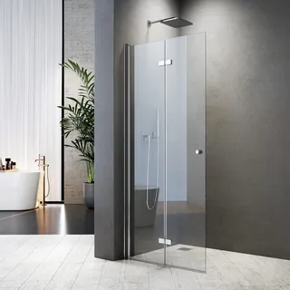 Walk-in faltbar 100x185cm Walk-in Dusche Duschwand Glas Falttür für Duschwanne Faltwand Drehfalttür Faltdusche Glaswand Duschfaltwand Sicherheitsglas 5 mm klar