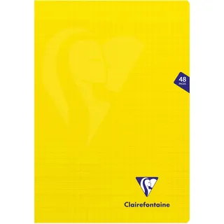 Clairefontaine 343101C Notizbuch, A4, 21 x 29,7 cm, 48 Seiten, große Karos, weißes Papier, 90 g, Einband aus Polypropylen, Gelb