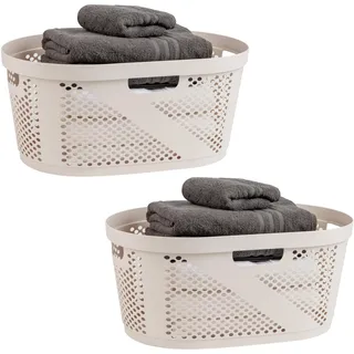 Mind Reader Basket Collection, Wäschekorb, 40 Liter Fassungsvermögen, ausgeschnittene Griffe, belüftet, 2er-Set, 58,4 cm L x 37,8 cm B x 26,7 cm H, Elfenbeinfarben
