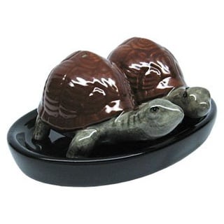 salz und pfefferstreuer schildkröte Salz und Pfefferstreuer Set Schildkröten auf schwarzen Unterteller Keramik