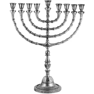 Zion Judaica Extra große traditionelle Chanukah-Menora mit Kerzen oder Ölbechern, antik aussehender Chanukka-Minorah, für Shul, Synago, Tempel, 53,3 cm hoch
