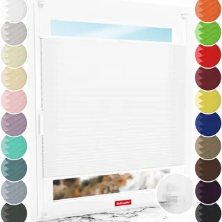 Schuette® Plissee ohne Bohren ● Premium Kollektion: White Day (Weiß) ● 110x100cm (Breite x Höhe) ● Suprafix Faltrollo Klemmfix 2.0 Rollo ● 60 Sekunden Plisseerollo Montage inkl. Video