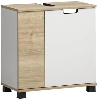 Schildmeyer Waschbeckenunterschrank Emmik 59,8 x 62,4 x 32,6 cm Weiß/Eiche