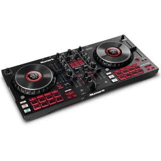 Numark Mixtrack Platinum FX - DJ Controller Pult mit 4-Deck Kontrolle, integriertem Audio Interface, Jogwheel-Displays und Effektpaddeln