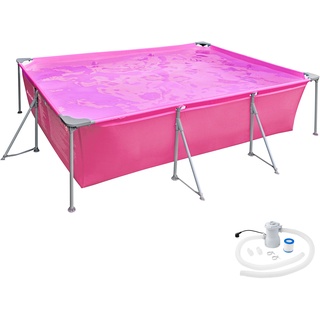 Swimming Pool rechteckig mit Filterpumpe 300 x 207 x 70 cm - pink