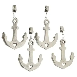 RiloStore 4 STK Anker Silber Farben Tischdeckenbeschwerer n880 Tischdecke Gewichte schwer Eisen maritim Deko Tischdeckengewichte Tischdeckenklammern Set