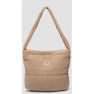 s.Oliver Schultertasche Tasche, Kuschelige Teddy-Hobo-Bag mit Magnetverschluss beige