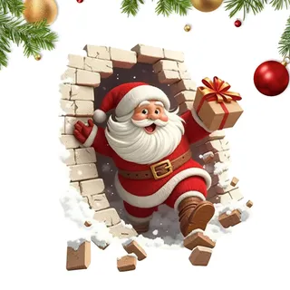 3D Wandtattoo weihnachtens, Abnehmbarer Kreativer Weihnachtswandaufkleber, Wandbrechender Weihnachtsmann Wandaufkleber Für Feiertags-Winterhaus-Türfensterdekorationen