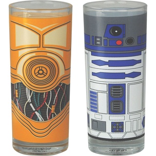Lasgo Star Wars Trinkgläser, Glas, Mehrfarbig, 6,5cm x 6,5cm x 15cm, 2