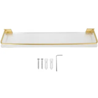 50 Cm Großes Wandregal Aus Goldfarbenem Aluminium Für Badezimmer – Vielseitige Wandaufbewahrung Für Küche, Schlafzimmer Und Wohnzimmer Mit Klebe- Und Schraubbefestigung.