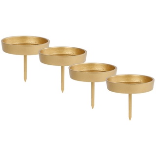 Spetebo Kerzentülle Alu Kerzenpick für Stumpenkerzen 4er Set gold (Set, 4 St., 4er-Set), Metall Kerzenhalter für Kugelkerzen goldfarben Ø 8 cm