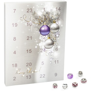 VALIOSA Merry Christmas Mode-Schmuck Adventskalender mit Halskette, Armband + 22 individuelle Perlen-Anhänger aus Glas & Metall, das besondere Ges...