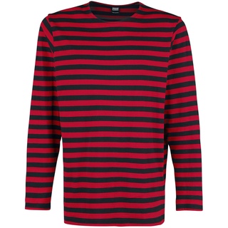 Urban Classics Langarmshirt - Regular Stripe Longlseeve - S bis XXL - für Männer - Größe XL - rot/schwarz - XL