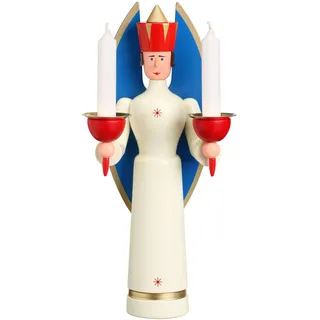 Seiffener Volkskunst | erzgebirgische Volkskunst | Lichterfigur Kerzenhalter-Figur | Handgefertigte Traditionsfigur aus Holz | 25 cm | 13311 | Engel