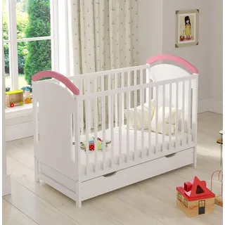 Love For Sleep Babybett Beistellbett 120x60cm mit Sicherheitsbarriere Umwandelbar Rosa AMIE Kinderbett Baby Bett Holz - Kinderbett Babybett, Mitwachsend Gitterbett Baby Bed