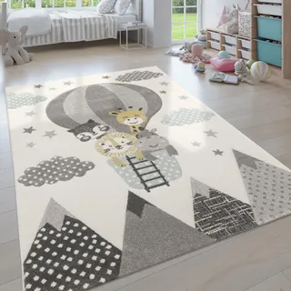 Paco Home Teppich Kinderzimmer Junge Mädchen Kinderteppich Kurzflor Regenbogen Bauernhof Einhorn Schmetterling Hase, Grösse:160x230 cm