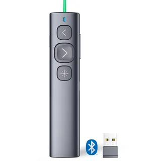 Norwii N95 Bluetooth-Präsentationsklicker mit USB-A-Empfänger, PowerPoint-Klicker für Präsentationsfernbedienung, wiederaufladbarer drahtloser Presenter-Pointer(Grün, BLE&USB-A)