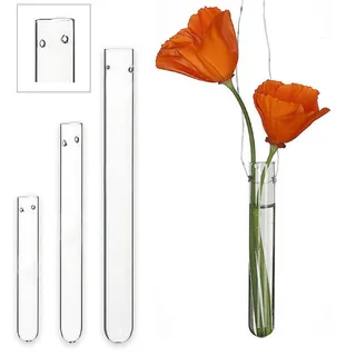 Reagenzglas mit Loch, 15 cm, 12 Stück, Wasserröhrchen, Glas, Blumen-Vase, zum Aufhängen, hängend, Hochzeit, Kirche, Floristikbedarf