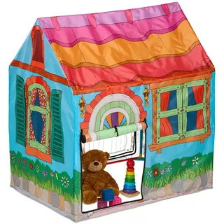 Relaxdays Spielzelt Haus Polyester Mehrfarbig 2 Türen 103 x 96 x 75 cm